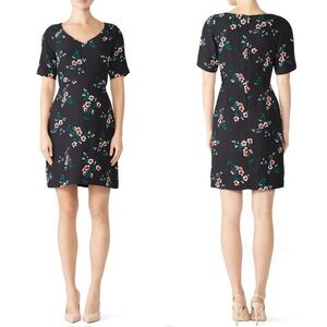 Draper James Floral V Neck Dress, Black Floral, Size 6